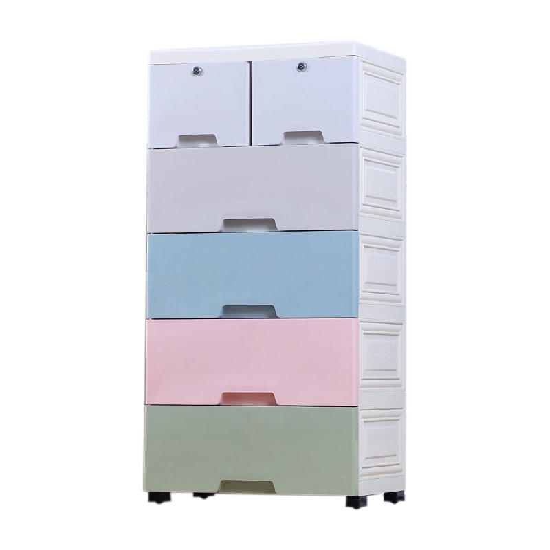 Custom Living Room Multi Functional Multi Layer Drawer Plastic Cabinet Storage 5 Drawers With Wheels 