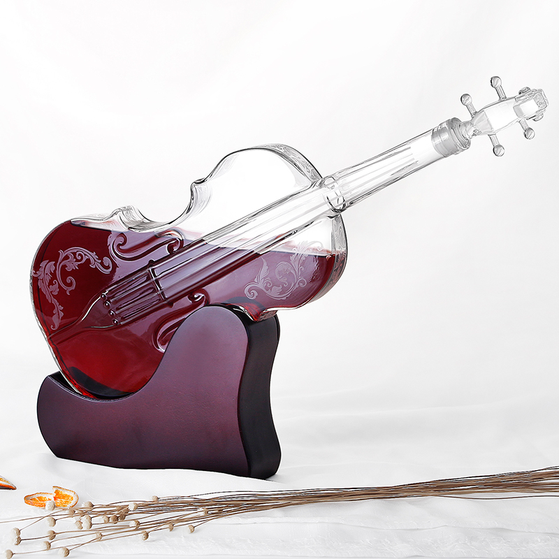 Best Selling Creative Fashion Clear Empty 1000ml Violin Shaped Liquor Bottle 